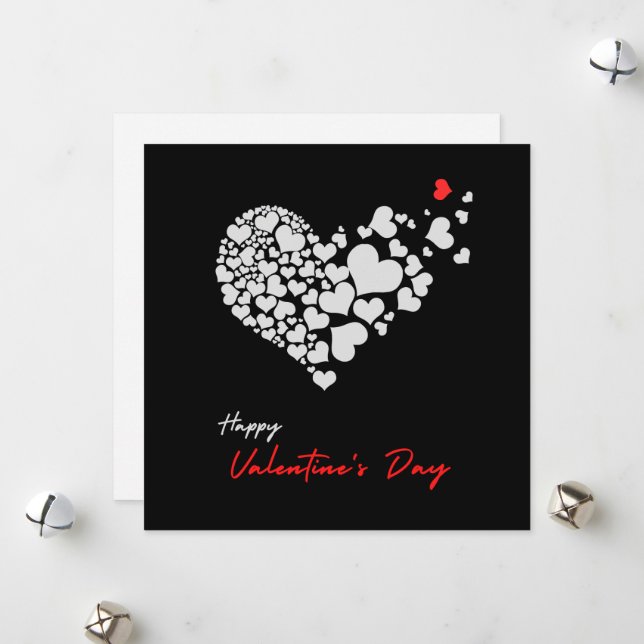 Cartes Pour Fêtes Annuelles Saint-Valentin Simple Noir (Devant/Arrière en situation)