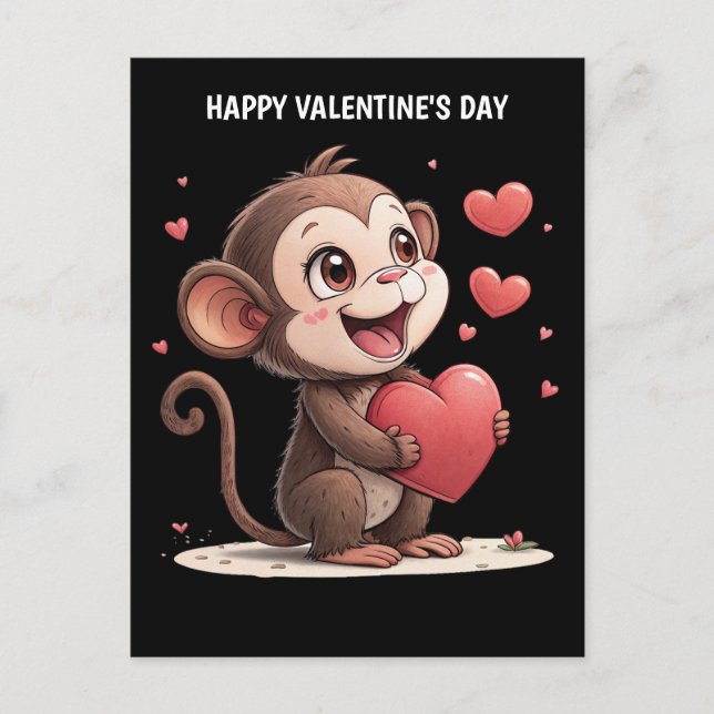 Cartes Pour Fêtes Annuelles Saint Valentin Singe (Devant)
