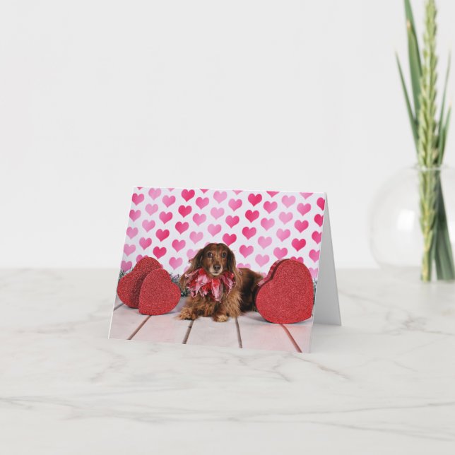 Cartes Pour Fêtes Annuelles Saint Valentin - Sophie - Dachshund (Devant)