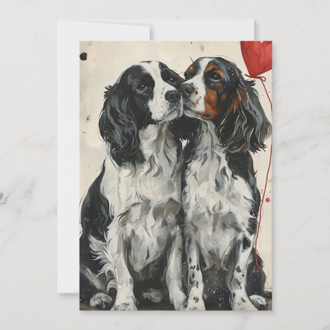 Cartes Pour Fêtes Annuelles Saint-Valentin Springer Spaniel (Devant)
