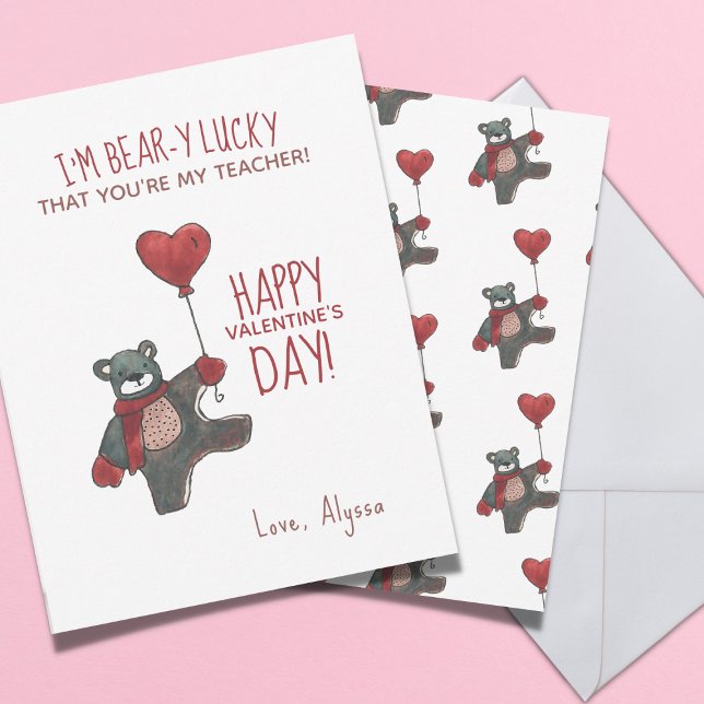 Cartes Pour Fêtes Annuelles Saint Valentin Teddy Bear Enseignant Valentine (Créateur téléchargé)