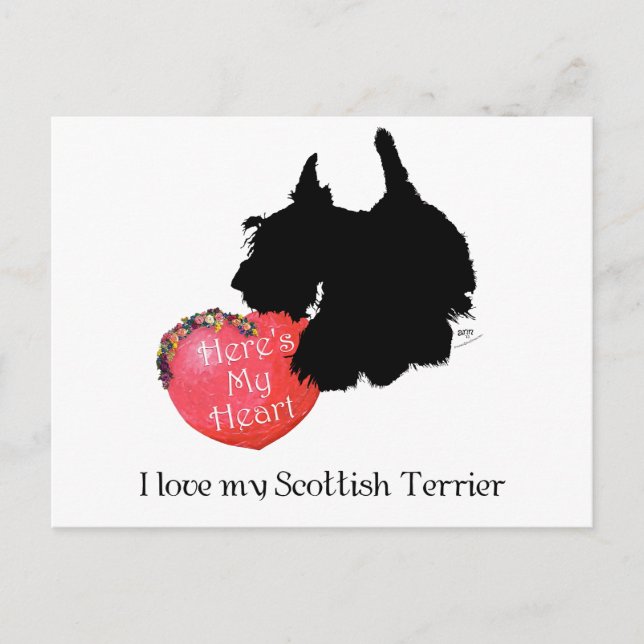 Cartes Pour Fêtes Annuelles Saint-Valentin Terrier Écossais (Devant)