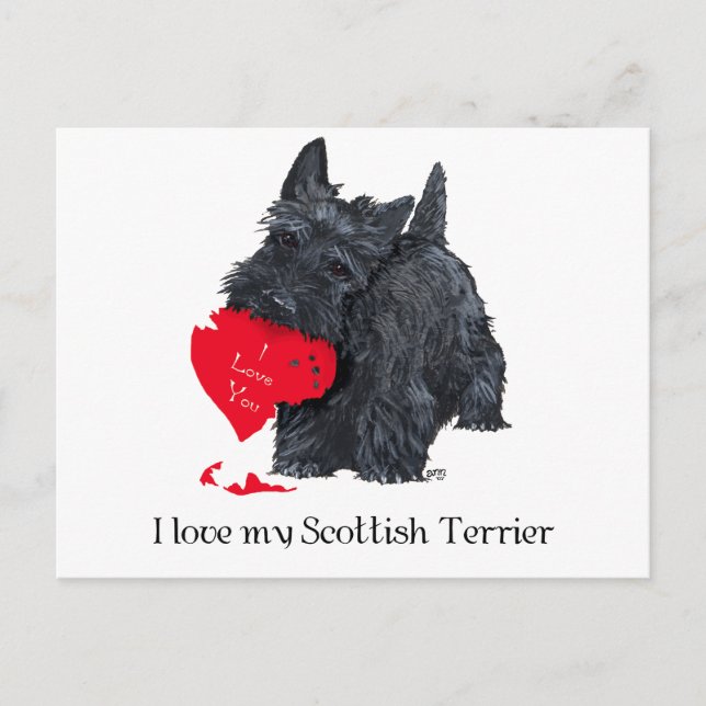 Cartes Pour Fêtes Annuelles Saint-Valentin Terrier Écossais (Devant)