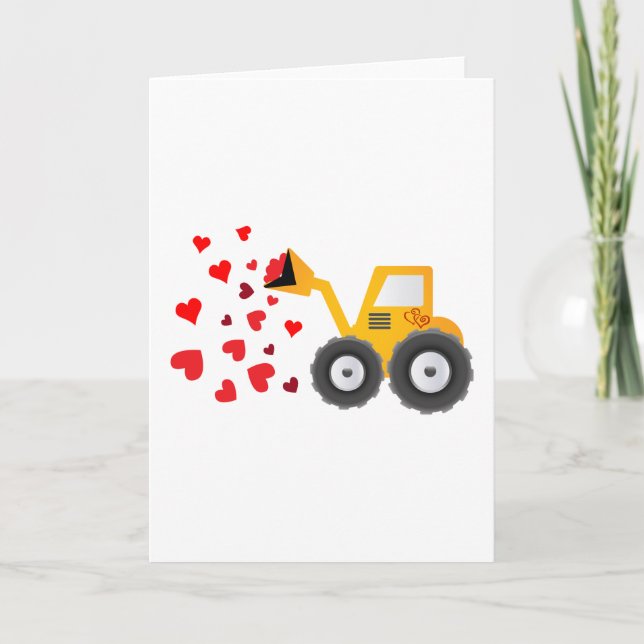 Cartes Pour Fêtes Annuelles Saint Valentin Tracteur Coeurs Cadeaux Enfants Gar (Devant)