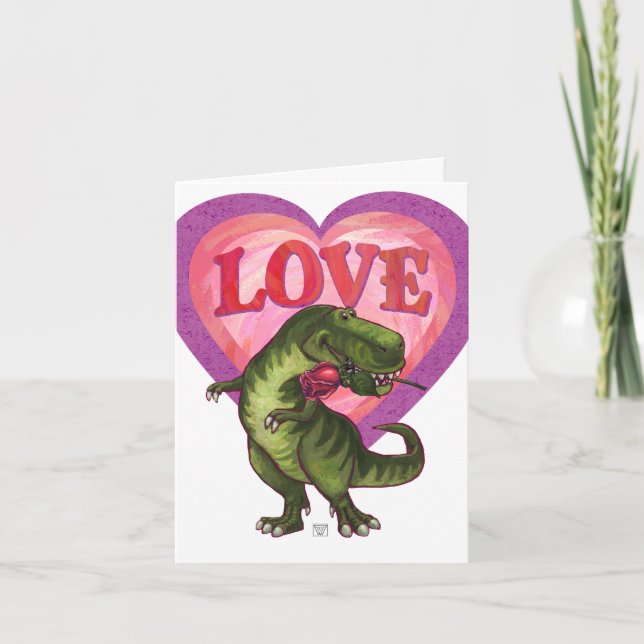 Cartes Pour Fêtes Annuelles Saint Valentin Tyrannosaurus (Devant)