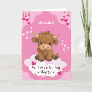 Cartes Pour Fêtes Annuelles Saint-Valentin Vache Highland Moo Mignonne