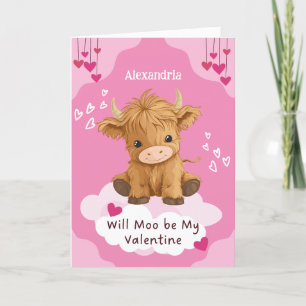 Cartes Pour Fêtes Annuelles Saint-Valentin Vache Highland Moo Mignonne