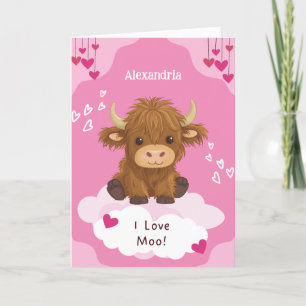 Cartes Pour Fêtes Annuelles Saint-Valentin Vache Highland Moo Mignonne