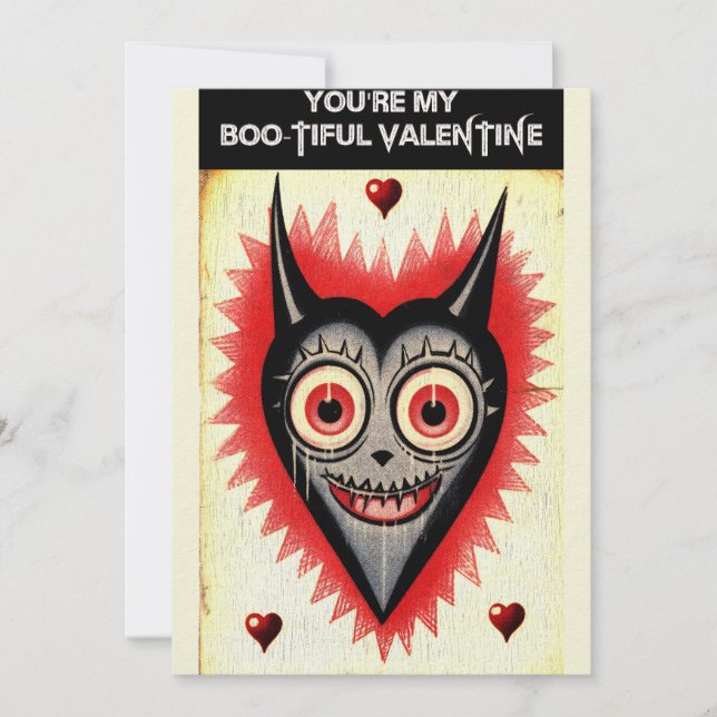 Cartes Pour Fêtes Annuelles Saint-Valentin Vampire Gothique Effrayant Cœur (Devant)
