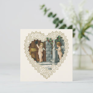 Cartes Pour Fêtes Annuelles Saint-Valentin victorien, anges vintage avec lettr