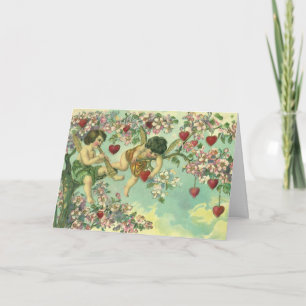 Cartes Pour Fêtes Annuelles Saint-Valentin victorien Cupidons Arbre de coeur v
