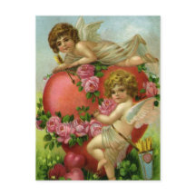 Saint-Valentin Victorien Vintage Anges Cœur Rose