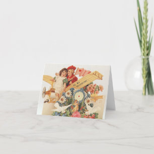 Cartes Pour Fêtes Annuelles Saint-Valentin victorien vintage, Enfants dans un 