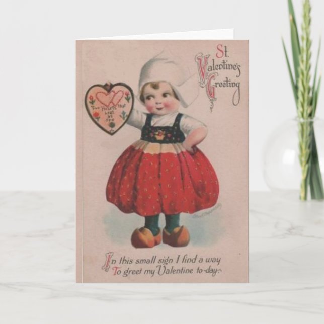 Cartes Pour Fêtes Annuelles Saint-Valentin victorienne de fille néerlandaise (Devant)