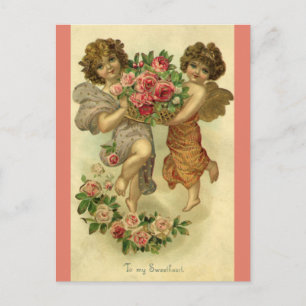 Cartes Pour Fêtes Annuelles Saint Valentin victorienne vintage, Angels Rose