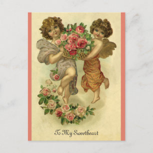 Cartes Pour Fêtes Annuelles Saint Valentin victorienne vintage, Angels Rose