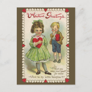 Cartes Pour Fêtes Annuelles Saint Valentin victorienne vintage, Enfants timide