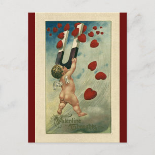 Cartes Pour Fêtes Annuelles Saint-Valentin vintage, ange avec des coeurs