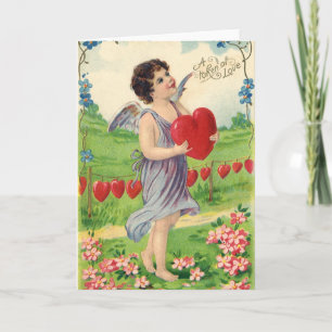Cartes Pour Fêtes Annuelles Saint-Valentin vintage, ange victorien avec cœur