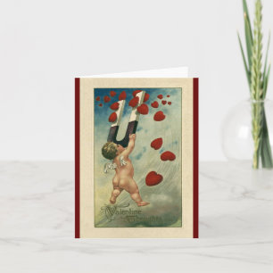 Cartes Pour Fêtes Annuelles Saint Valentin vintage, Cherub avec coeur magnétiq