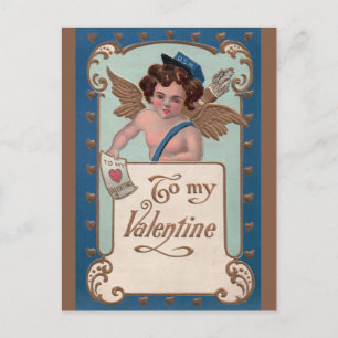 Cartes Pour Fêtes Annuelles Saint Valentin vintage, Cherub avec lettres d'amou