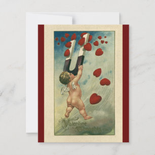 Cartes Pour Fêtes Annuelles Saint-Valentin vintage, Chérubin avec des cœurs ai