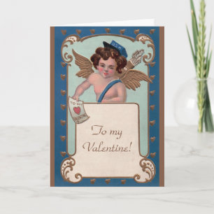 Cartes Pour Fêtes Annuelles Saint-Valentin vintage, chérubin avec lettres d'am