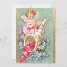 Cartes Pour Fêtes Annuelles Saint-Valentin Vintage Chérubins Cœurs Or