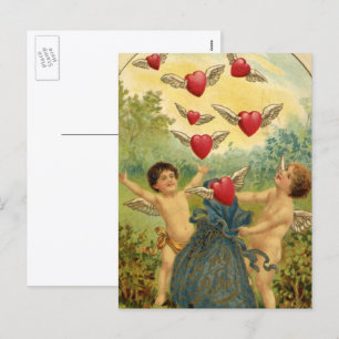 Cartes Pour Fêtes Annuelles Saint-Valentin vintage, cœurs de chérubins victori