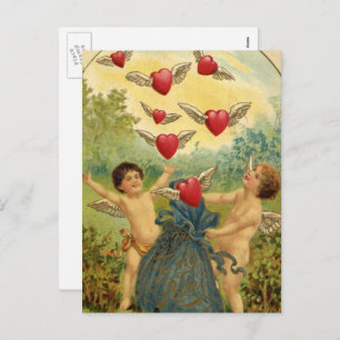 Cartes Pour Fêtes Annuelles Saint-Valentin vintage, Coeurs de Cherubs victorie