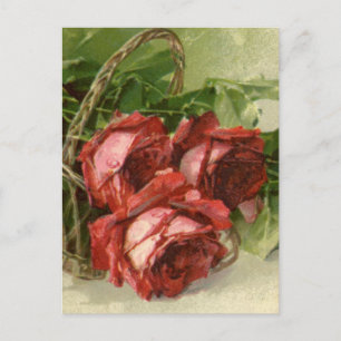 Cartes Pour Fêtes Annuelles Saint Valentin vintage, Crimson Red Roses