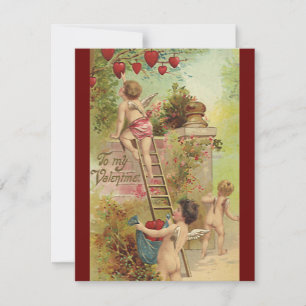 Cartes Pour Fêtes Annuelles Saint-Valentin vintage, de mignons chérubins grimp