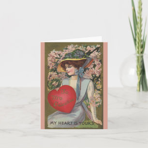 Cartes Pour Fêtes Annuelles Saint-Valentin vintage, Élégante avec cœur
