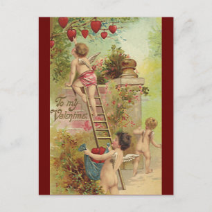 Cartes Pour Fêtes Annuelles Saint-Valentin vintage, Mete Cherubs Échelle