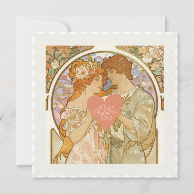 Cartes Pour Fêtes Annuelles Saint-Valentin Vintage Romantique (Devant)
