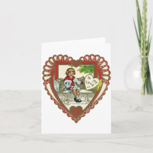 Cartes Pour Fêtes Annuelles Saint Valentin vintage victorien, garçon dans un c