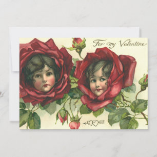 Cartes Pour Fêtes Annuelles Saint-Valentin vintage, visages victoriens dans le