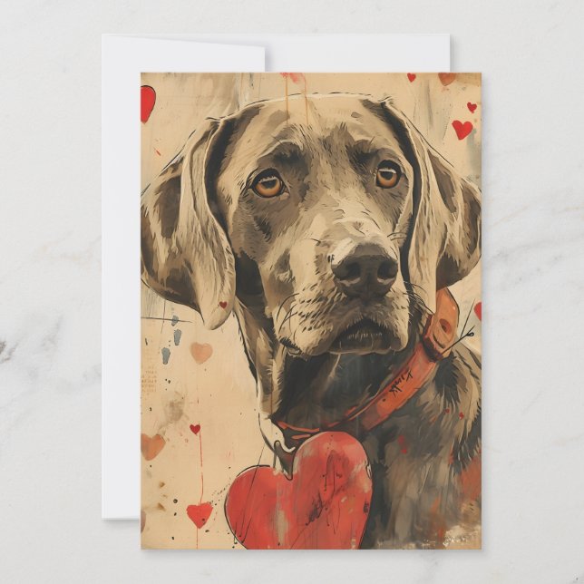 Cartes Pour Fêtes Annuelles Saint-Valentin vintage Weimaraner (Devant)