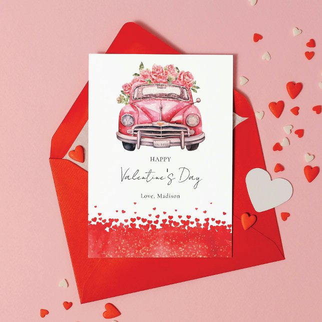 Cartes Pour Fêtes Annuelles Saint-Valentin Voiture Élégante Personnalisée (Créateur téléchargé)