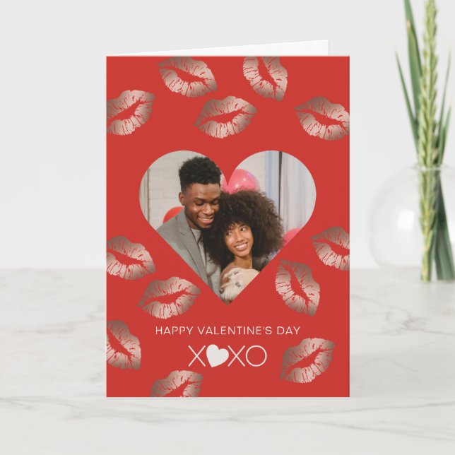 Cartes Pour Fêtes Annuelles Saint Valentin XOXO Couple Heart Photo personnalis (Devant)