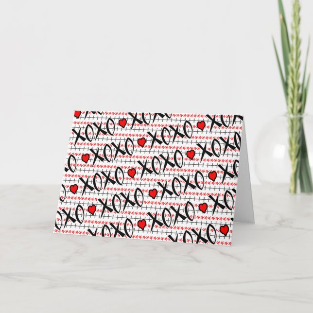 Cartes Pour Fêtes Annuelles Saint-Valentin, XOXO Red Black White Design (Devant)