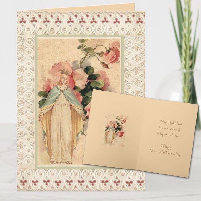 Cartes Pour Fêtes Annuelles Saint-Valentines Jour béni Vierge Floral (Créateur téléchargé)