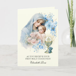 Cartes Pour Fêtes Annuelles Sainte Communion Marie Jésus Floral