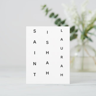 CARTES POUR FÊTES ANNUELLES SAINTE ISHAH LAURAH VERTICALE