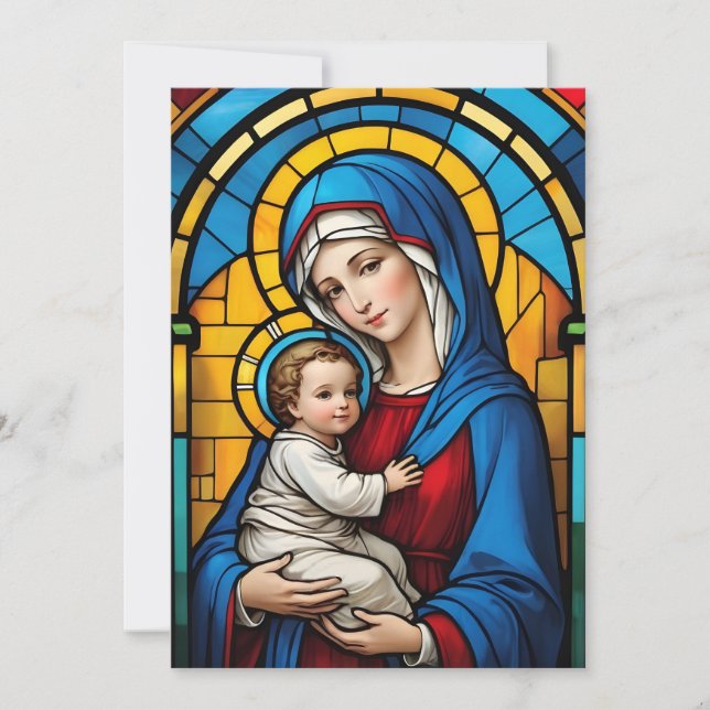 Cartes Pour Fêtes Annuelles Sainte Mère Marie et Enfant Jésus - Vierge Marie (Devant)