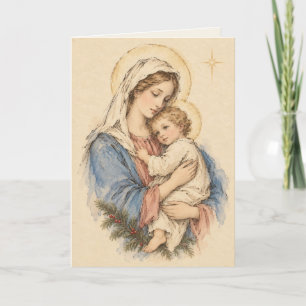 Cartes Pour Fêtes Annuelles Sainte Vierge Marie et Enfant Jésus