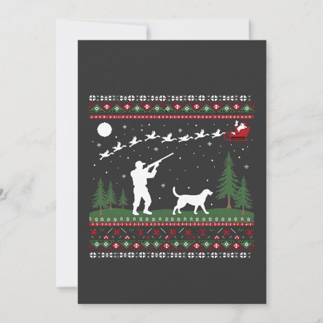 Cartes Pour Fêtes Annuelles Saison de chasse de pull de Noël laid Père Noël  (Devant)
