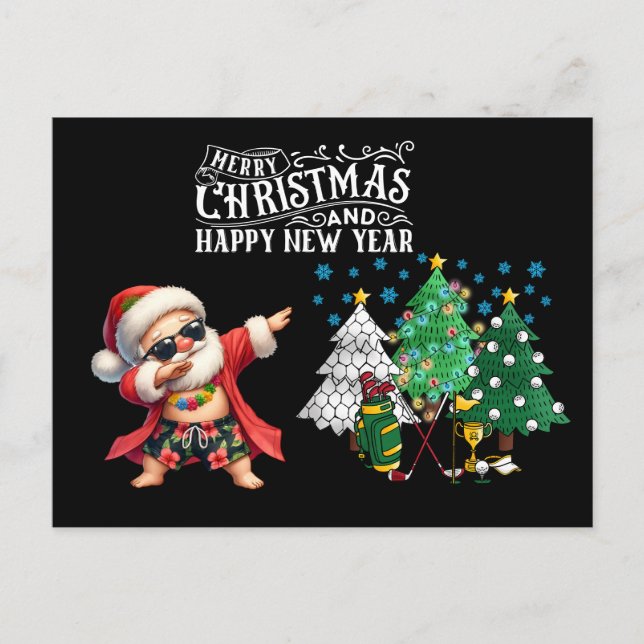 Cartes Pour Fêtes Annuelles Saison de Golf Salutation avec voiturette de golf  (Devant)