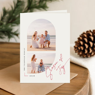 Cartes Pour Fêtes Annuelles Saison de joie Écriture élégante  Photo de famille