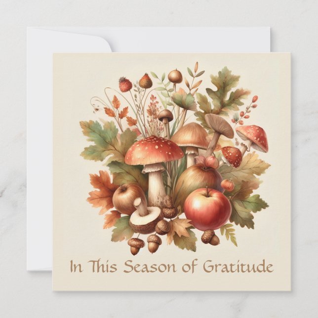 Cartes Pour Fêtes Annuelles Saison de la gratitude Pomme de champignon d'autom (Devant)